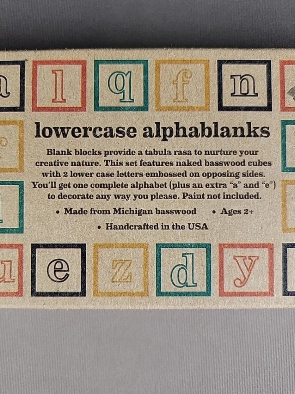Uncle Goose lowercase alphablanks Blocks 14 Blocks Basswood Cubes, unpainted